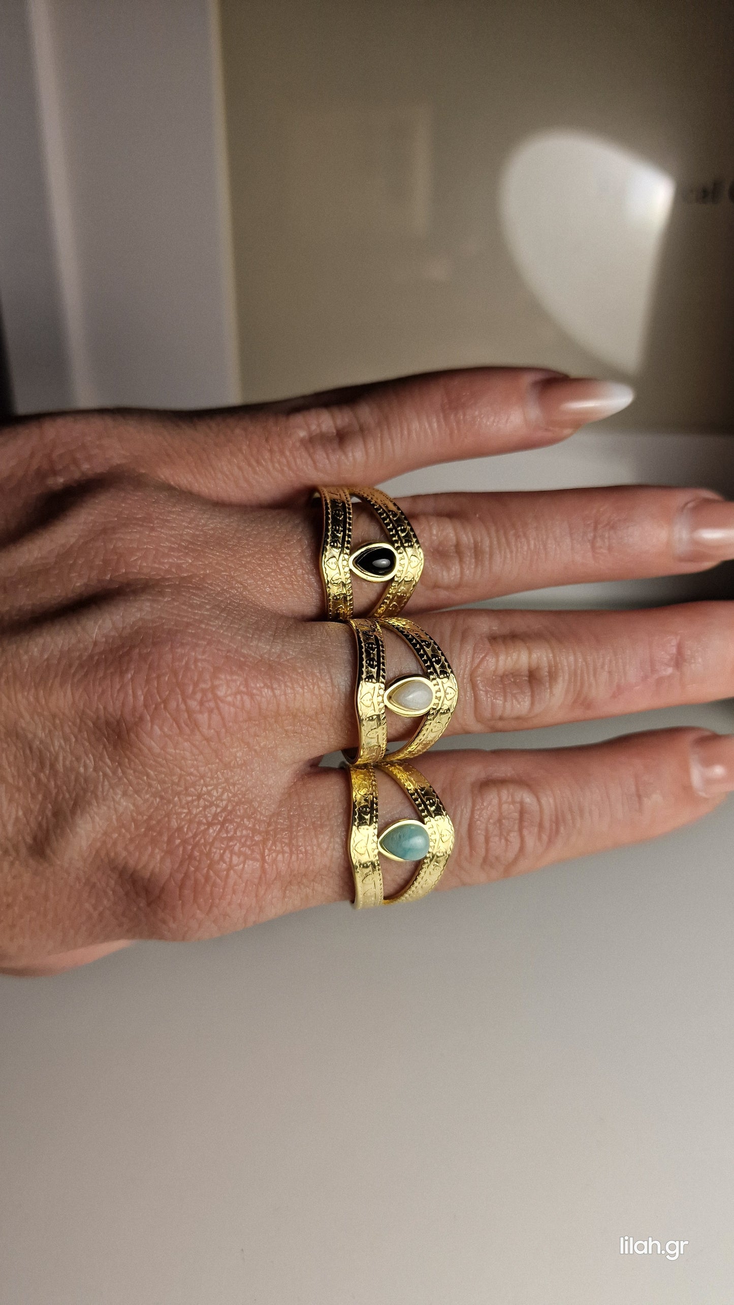 Jasmin Steel ring with stone
