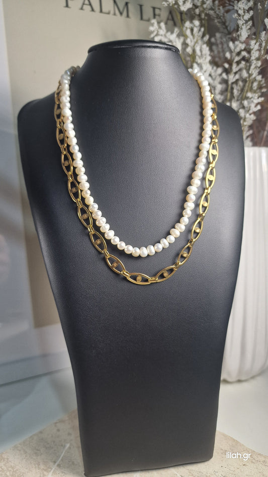 Κολιέ ανοξείδωτο ατσάλι με ματάκια