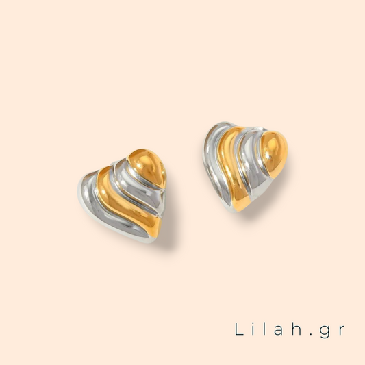 Σκουλαρίκια ανοξείδωτο ατσάλι mix καρδιά LH1052