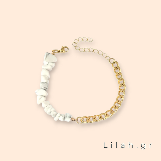 Βραχιόλι με πέτρες και αλυσίδα LH1029 λευκό