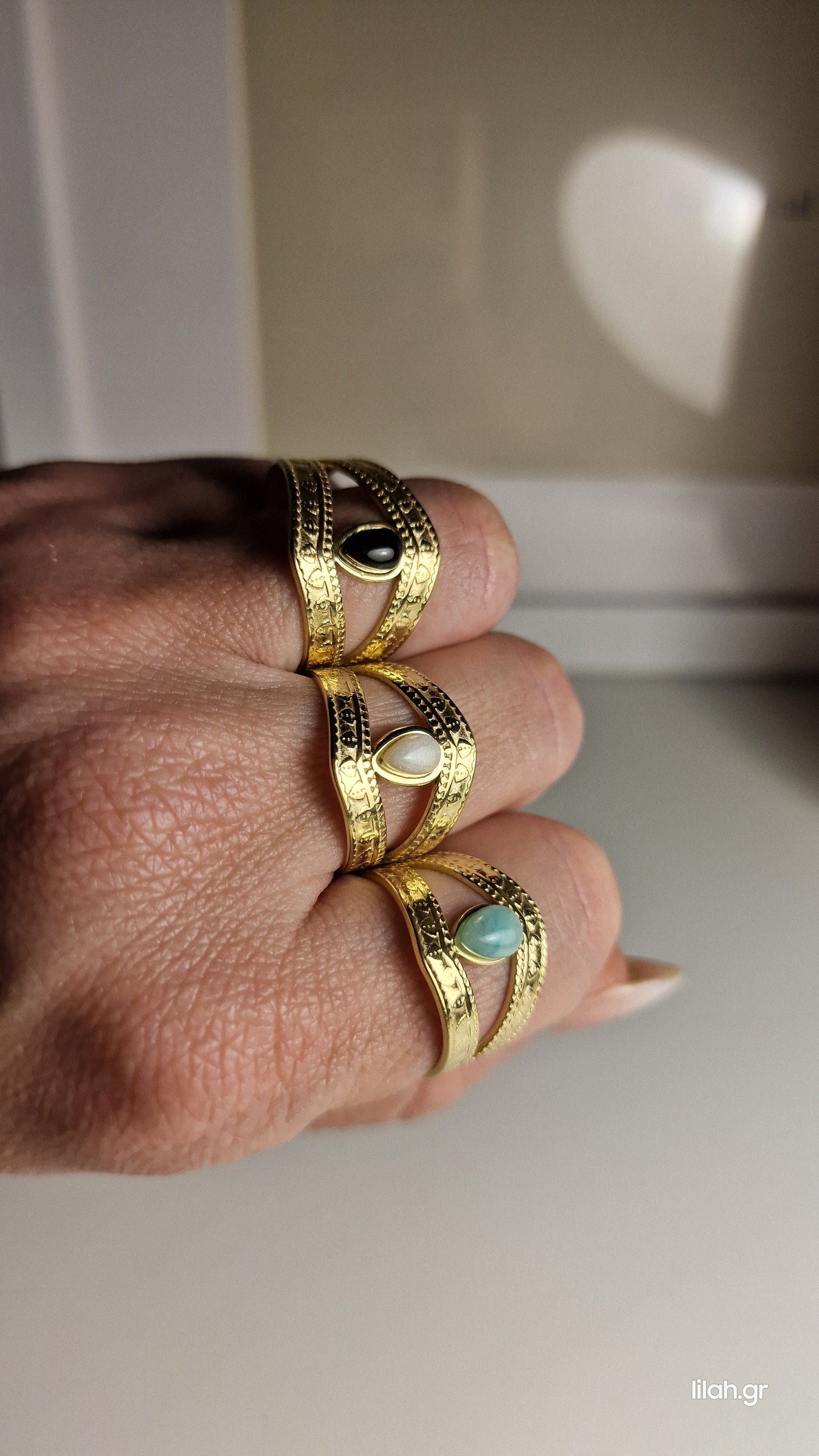 Jasmin Steel ring with stone
