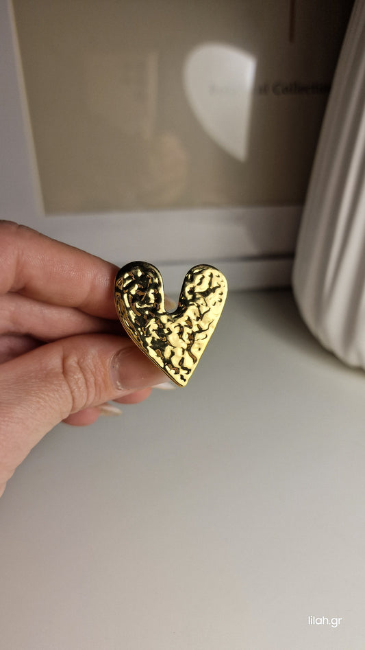 Δαχτυλίδι ανοξείδωτο ατσάλι καρδιά #108