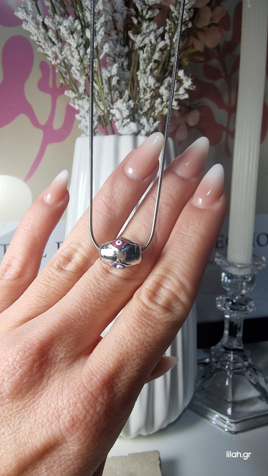 Κολιέ ανοξείδωτο ατσάλι με ματάκια σε 2 χρώματα #160