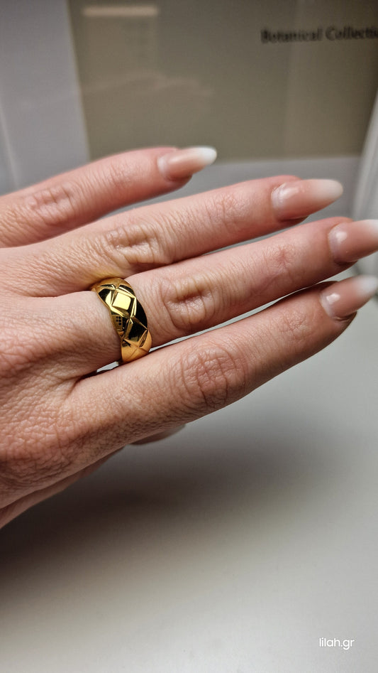 Δαχτυλίδι ανοξείδωτο ατσάλι καπιτονέ #124