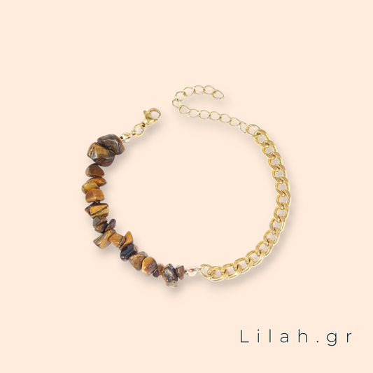 Βραχιόλι με πέτρες και αλυσίδα LH1032 tiger eye