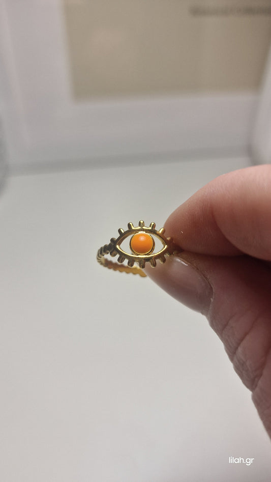 Δαχτυλίδι ανοξείδωτο ατσάλι ματάκι με σμάλτο