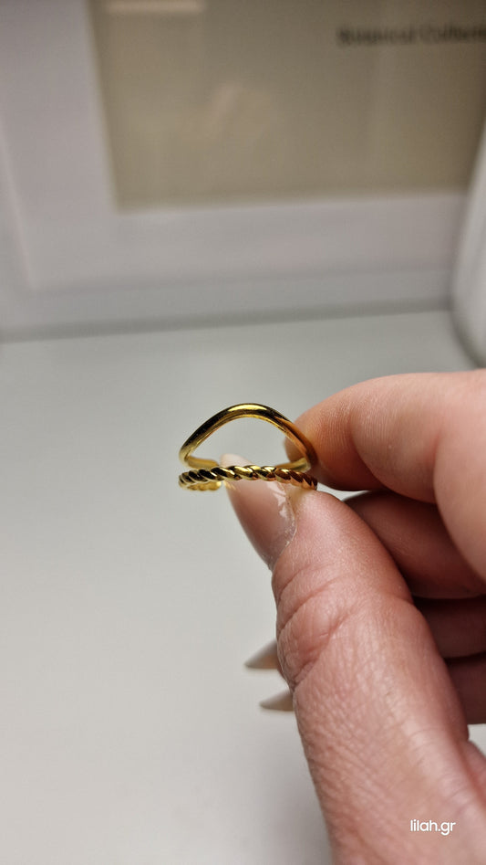 Δαχτυλίδι ανοξείδωτο ατσάλι διπλό #123