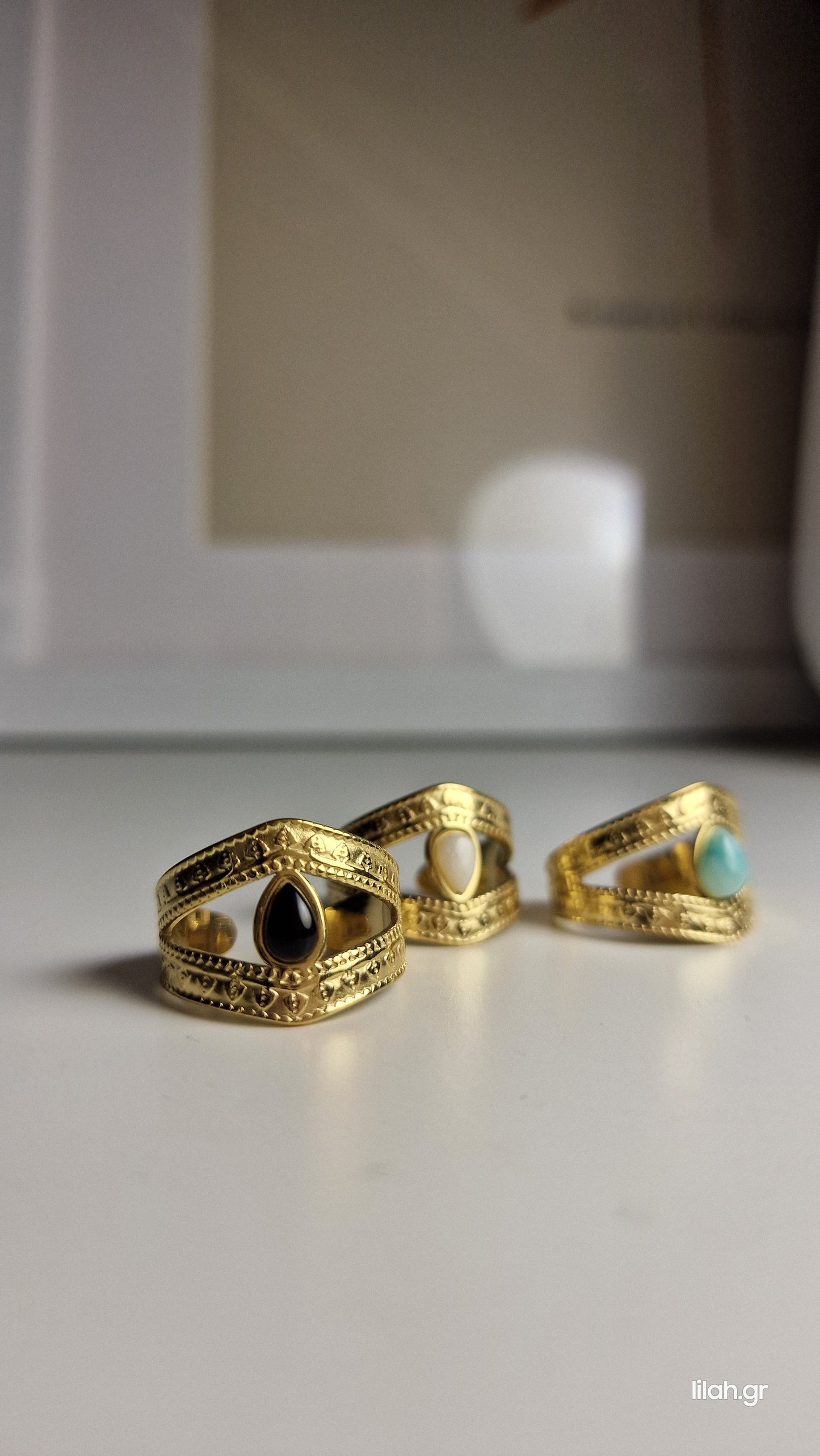 Jasmin Steel ring with stone