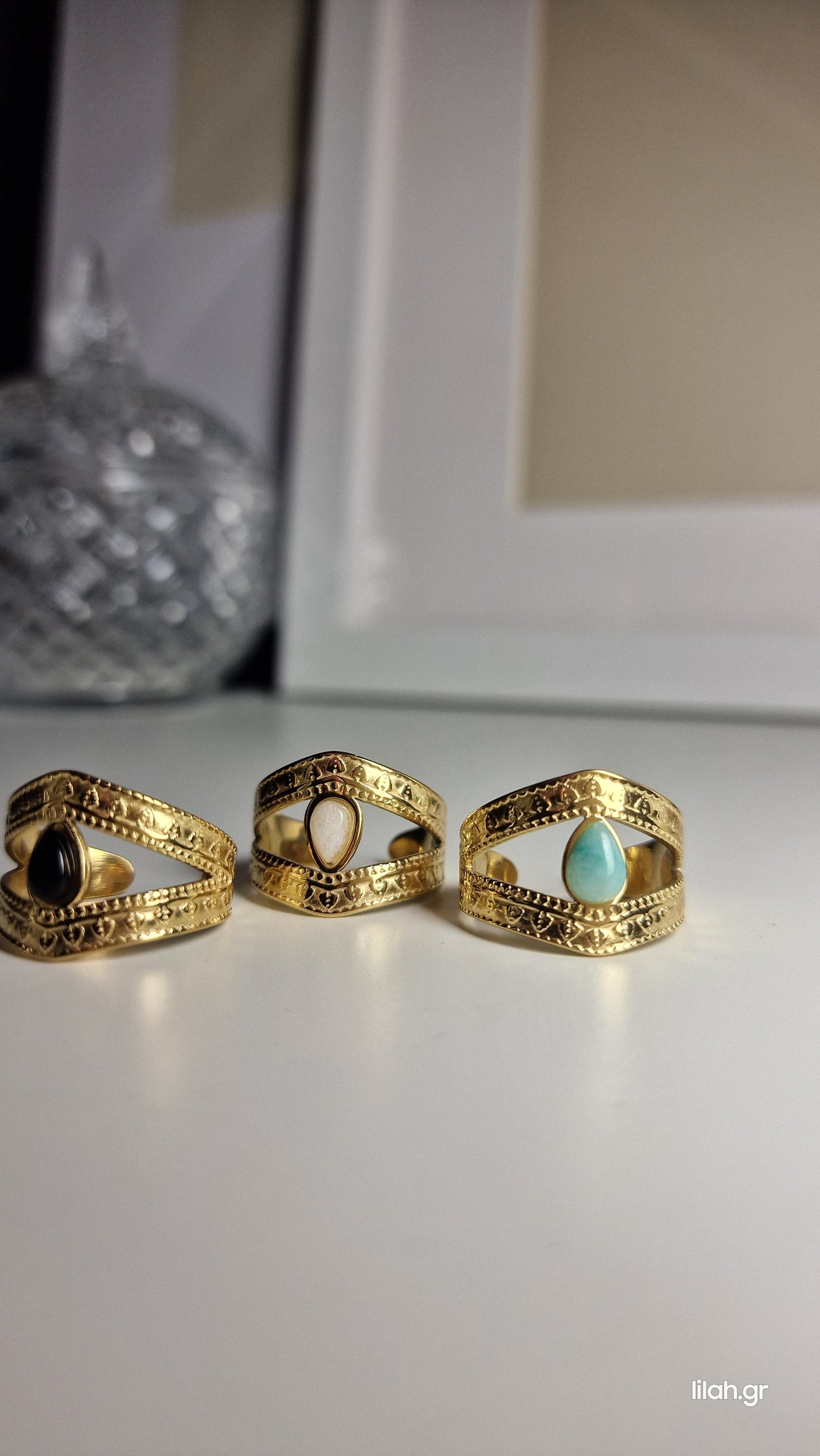 Jasmin Steel ring with stone
