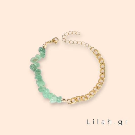 Βραχιόλι με πέτρες και αλυσίδα LH1023 πράσινο