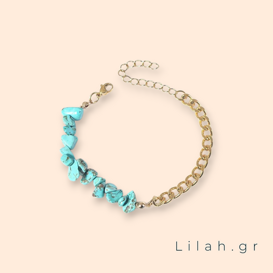 Βραχιόλι με πέτρες και αλυσίδα LH1028 τιρκουάζ