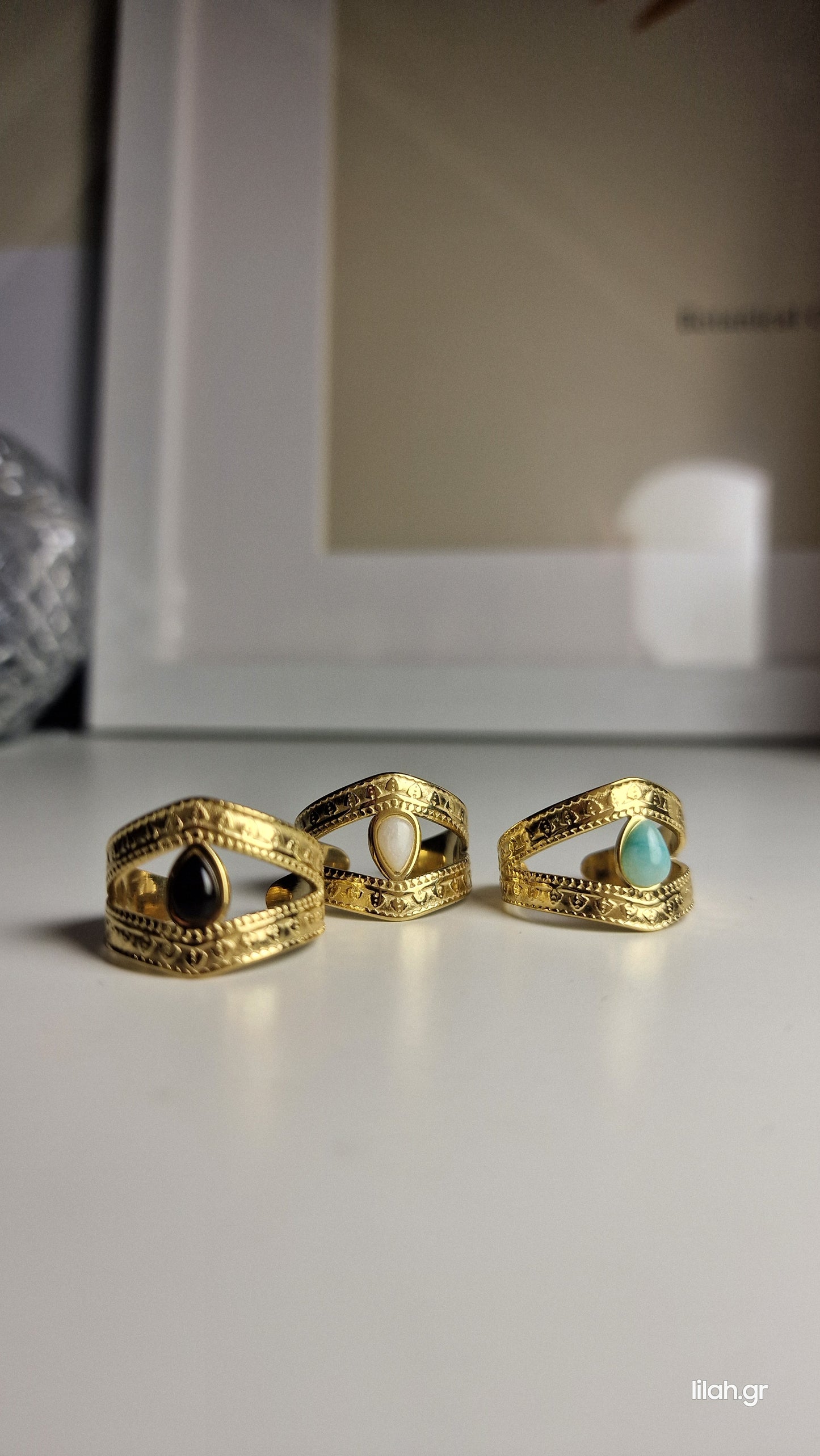 Jasmin Steel ring with stone