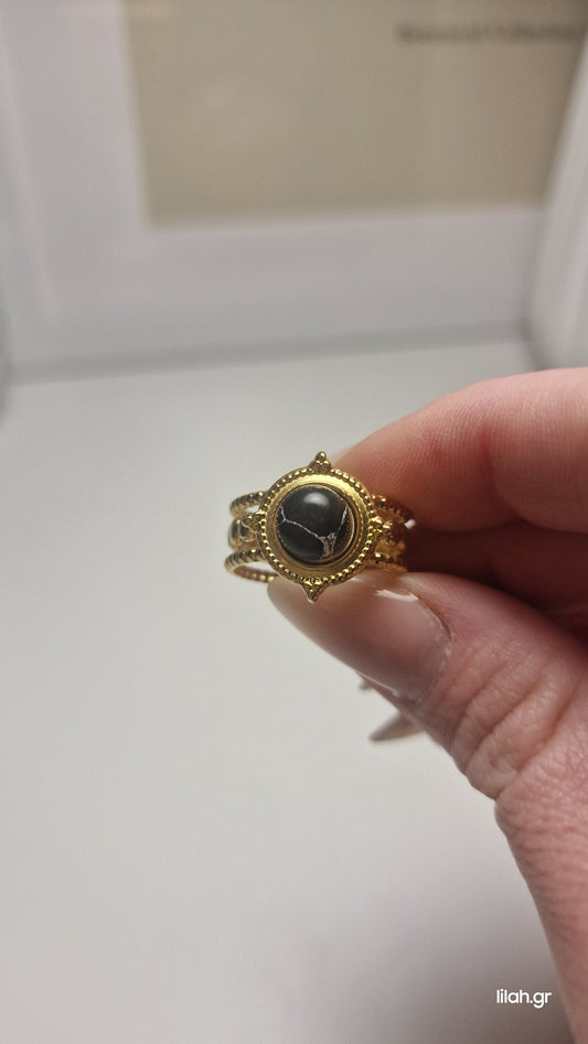 Δαχτυλίδι ανοξείδωτο ατσάλι με πέτρα σε 6 χρώματα