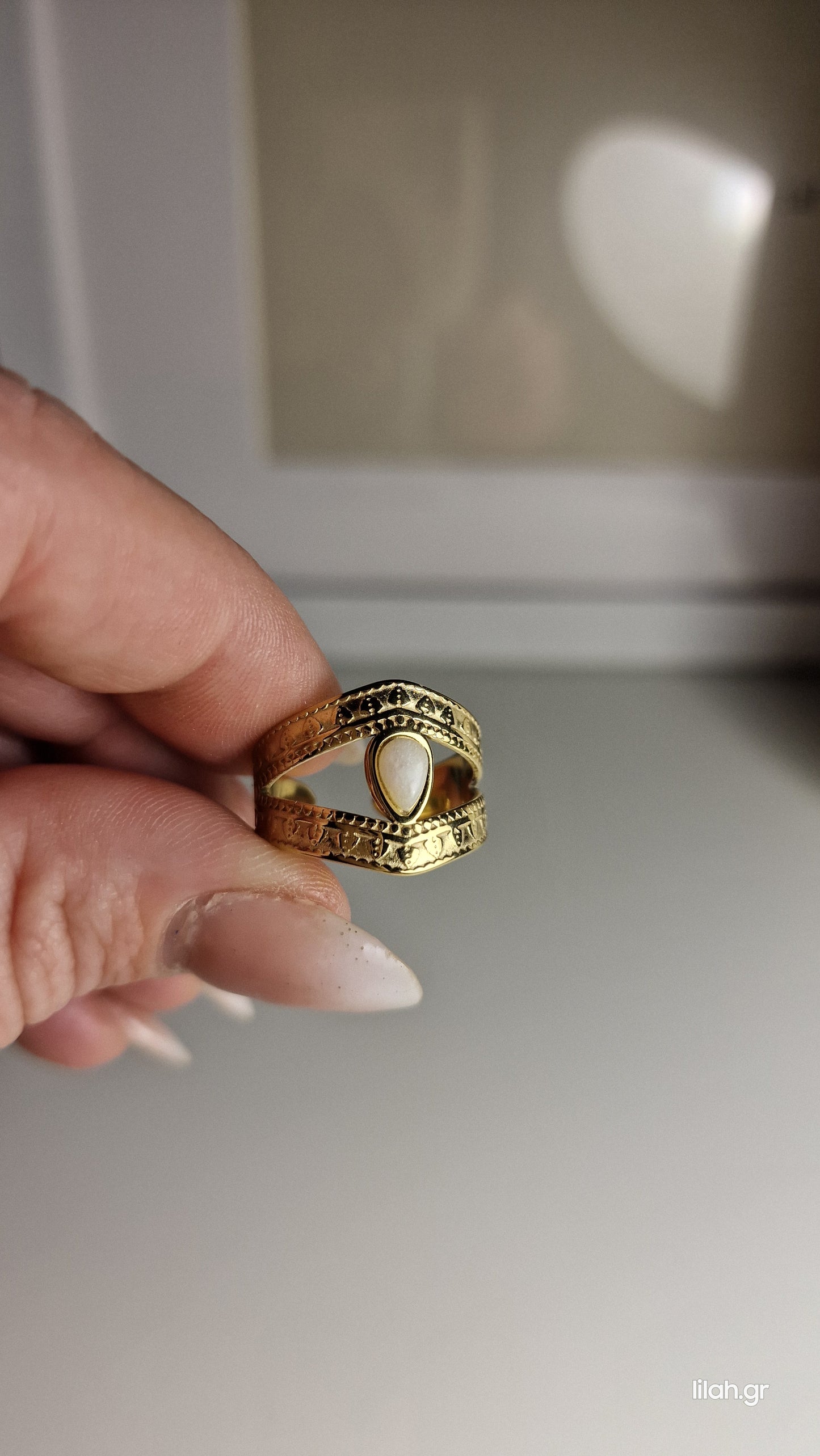 Jasmin Steel ring with stone