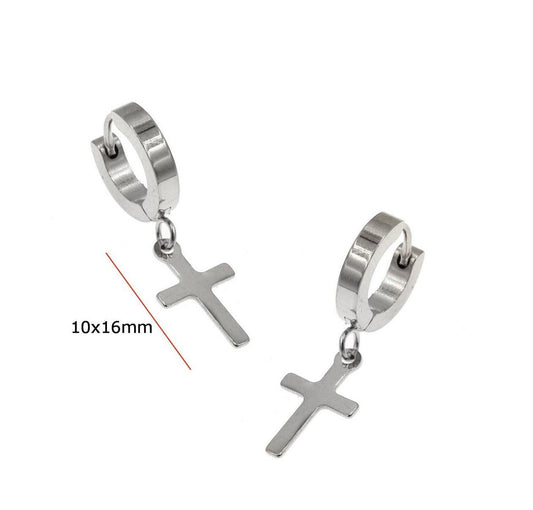 Chris ατσάλινο σκουλαρίκι σταυρός - Lilah jewellery boutique