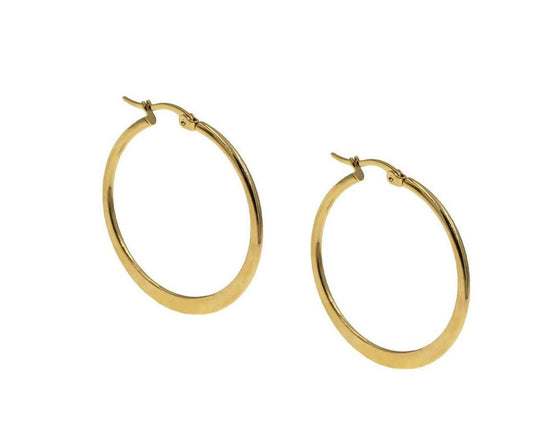 Cric Ατσάλινοι κρίκοι πλακέ - Lilah jewellery boutique