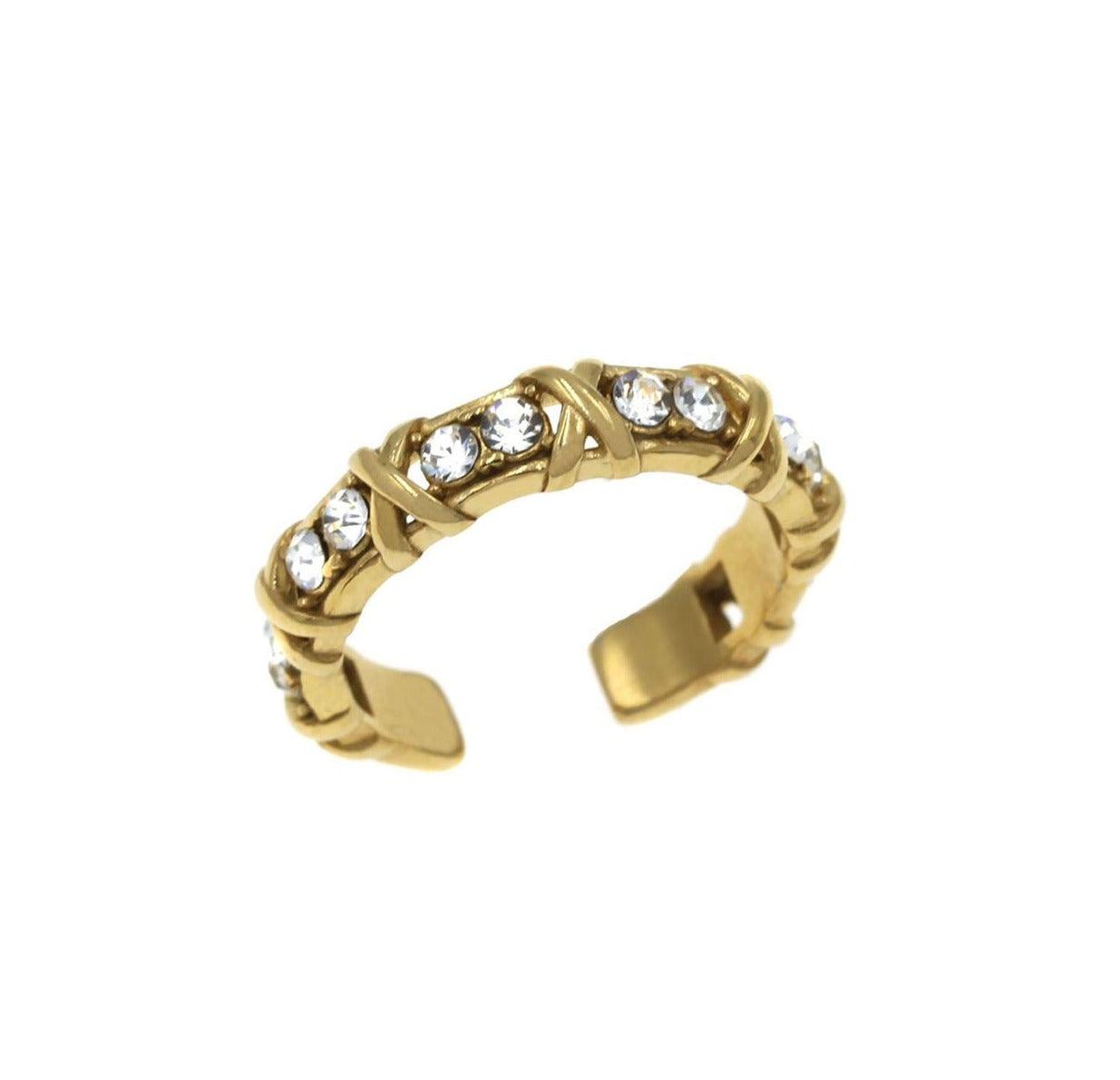 Semina Ατσάλινο δαχτυλίδι με πέτρες - Lilah jewellery boutique 