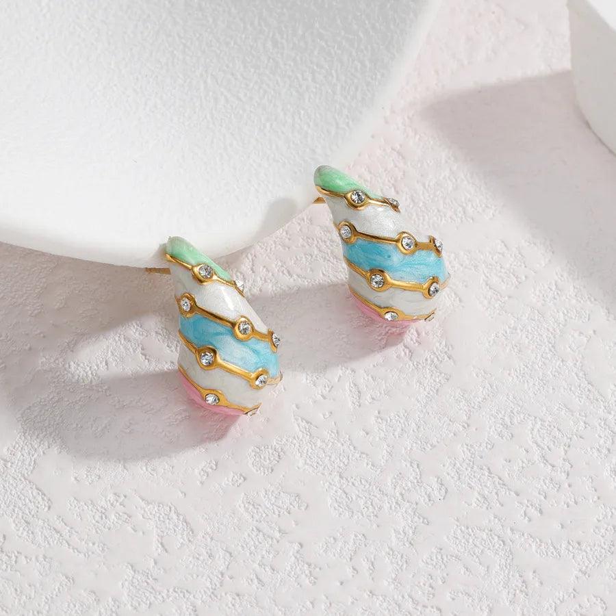 1 Pair Simple Style Classic Style Water Droplets Inlay 304 Stainless Steel Rhinestones Ear Studs - Lilah jewellery boutique 
