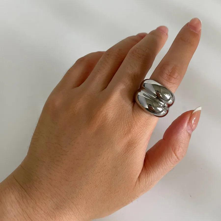 Jewelry Hip-Hop Simple Style Classic Style Solid Color 316L Stainless Steel 18K Gold Plated Plating Rings - Lilah jewellery boutique 