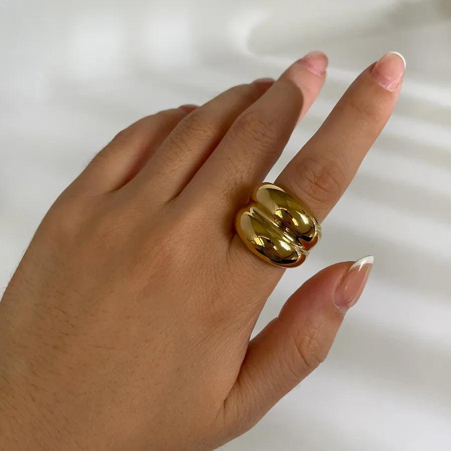 Jewelry Hip-Hop Simple Style Classic Style Solid Color 316L Stainless Steel 18K Gold Plated Plating Rings - Lilah jewellery boutique 
