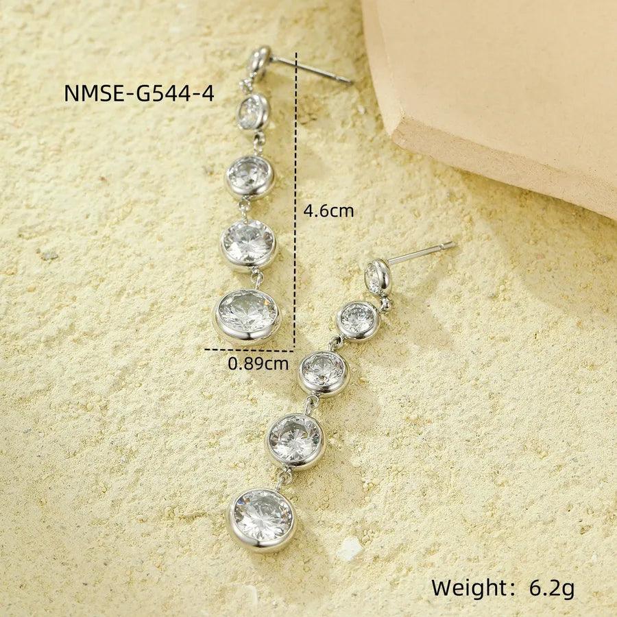 1 Pair Retro Solid Color Inlay 304 Stainless Steel Zircon Stainless Steel Earrings - Lilah jewellery boutique 