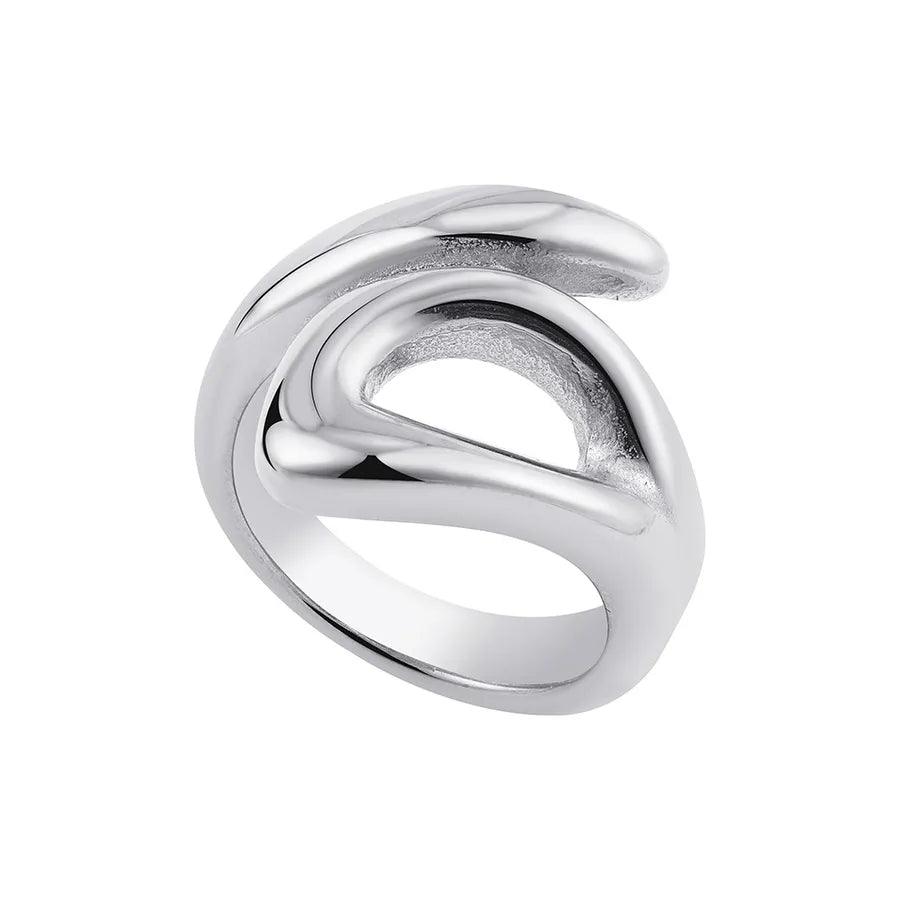 Wholesale Jewelry Simple Style Geometric Water Droplets Solid Color Titanium Steel Open Rings - Lilah jewellery boutique 