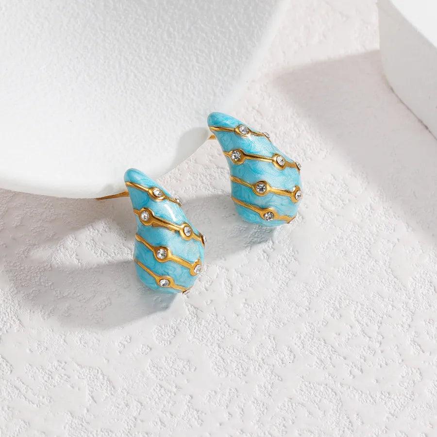 1 Pair Simple Style Classic Style Water Droplets Inlay 304 Stainless Steel Rhinestones Ear Studs - Lilah jewellery boutique 