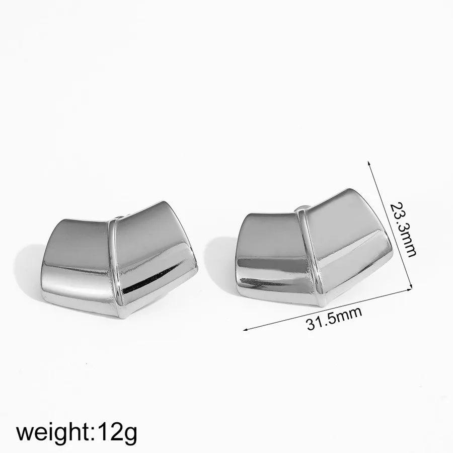 1 Pair Retro Classic Style Solid Color 304 Stainless Steel 18K Gold Plated Ear Studs - Lilah jewellery boutique 