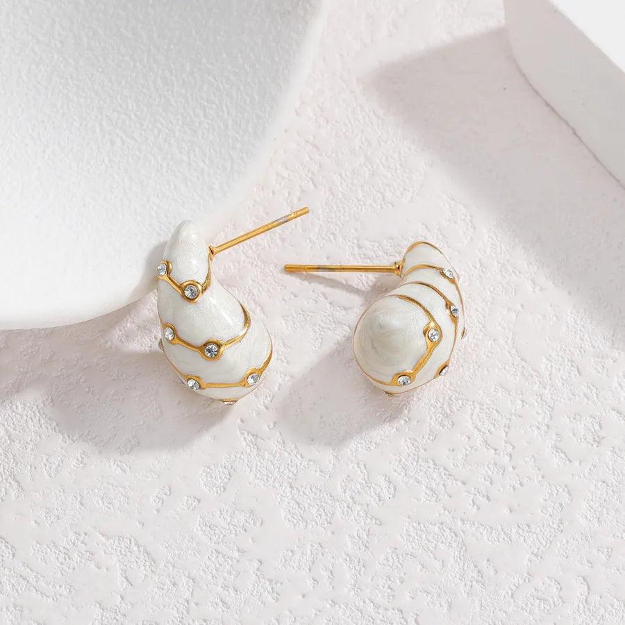 1 Pair Simple Style Classic Style Water Droplets Inlay 304 Stainless Steel Rhinestones Ear Studs - Lilah jewellery boutique 